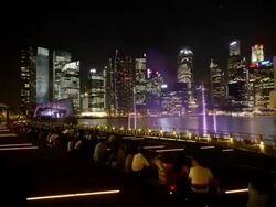  Marina Bay, City Skyline at night,  Singapore, South East Asia Stock Footage