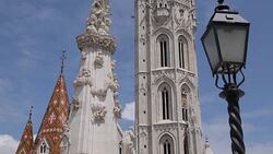 Matyas Church (Matthias Church) at Fisherman's Bastion, Budapest, Hungary, Europe Stock Footage