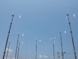 windmills in wind farm for make electricity Stock Footage