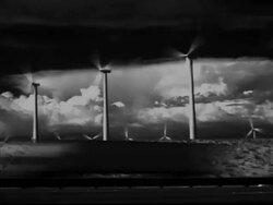 Wind Turbines Infrared by Highway Timelapse Stock Footage