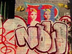 Panning Shot on Graffiti Art Stock Footage