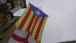 CLEAN : Demonstrators protest in front of the Generalitat in Barcelona News Clip