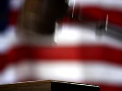 LAW & ORDER-GAVEL and FLAG-HD Stock Footage