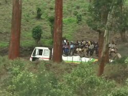An overcrowded truck on the road Stock Footage