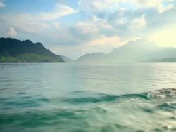 Sailing boats in the Lake Luzern Stock Footage