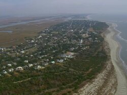 WS AERIAL View of town city with beach / South Carolina, United States Stock Footage