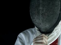 HD: Fencer Taking Off His Mask Stock Footage