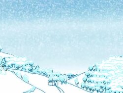 Doodled snowy rural landscape Stock Footage