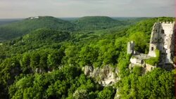 Aerial shot of Drachenfels Castle - Siebengebirge Germany Stock Footage