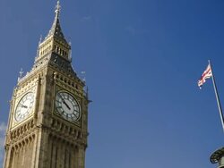MS PAN Big Ben and Union Jack, London Stock Footage