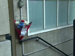 Floral Tribute to Jacintha Saldanha outside Flat News Clip