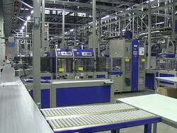 MS Shot of Newspaper bundle at newspaper printing office / Russelheim, Hesse, Germany Stock Footage