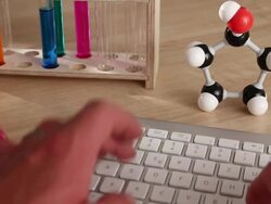 Scientist working on Keyboard Stock Footage