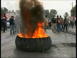 Tyres burning in Khan Younis as tension rife between Hamas and Fatah News Clip
