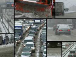 Snow: Traffic jam in a blizzard - montage Stock Footage