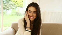 Phone conversation girl. Stock Footage