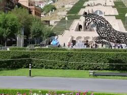 Yerevan, Cascade, view of statues and gardens Stock Footage