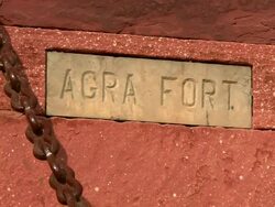 CU FO Agra Fort plaque / Agra, India Stock Footage