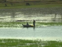 WS, HA, PAN, Fishermen in boat on Nile River, Egypt Stock Footage