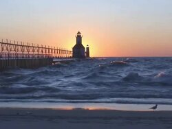 Sun Setting Behind Lighthouse Part 12 Stock Footage