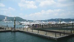 HD: Pedestrian Crowded Sun Moon Lake Harbor at Taiwan Stock Footage