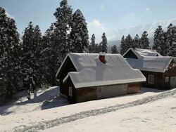 Huts in the snow Stock Footage