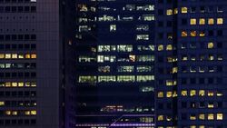 4K TIME LAPSE NIGHT to DAY (4096x2160) : The cityscape and officer working at Singapore (Apple ProRes. 422(HQ)) Stock Footage