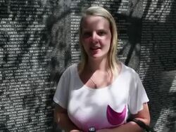 Interview - Finnish tourist discussing her. Stock Footage