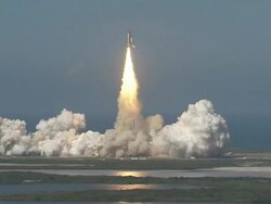 Space Shuttle Discovery launches on mission STS-124 Stock Footage