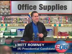 Mitt Romney tries out a Staples "Easy Button" News Clip