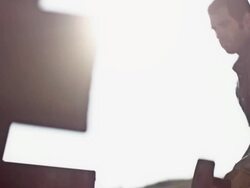 Man hammering outside Stock Footage