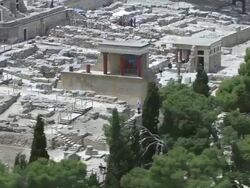 WS AERIAL View over tourist visits Knossos / Heraklion, Crete, Greece Stock Footage