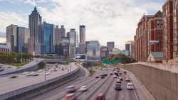 Interstate I-85 leading into Downtown Atlanta, Georgia, United States of America Stock Footage