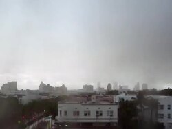 Time lapse  of midday tropical downpour over Miami Beach Stock Footage