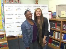 Beverly Harris (L) and Demi Lovato at the Demi Lovato Joins 'A Day Made Better' School Advocacy Campaign - Los Angeles at Los Angeles CA. (Footage by WireImage Video/GettyImages) Stock Footage