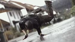 HD Super Slow-Mo: B-Boy Performing Cricket Move Stock Footage