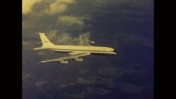 WS TS Boing 707 airplane flying in air / United States Stock Footage