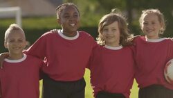 Team of soccer players celebrating Stock Footage