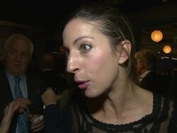 INTERVIEW - Anna Sigalevitch on the movie and her heritage at JFF Opening Night The Art Dealer on 6th November 2014 in London, England. Stock Footage