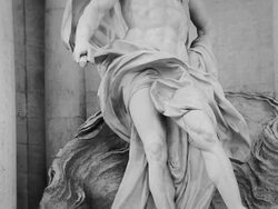 Neptune Statue at Trevi Fountain in Monochrome Stock Footage