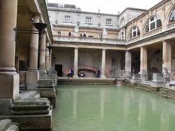 Bath, view of the Roman Baths in the city Stock Footage
