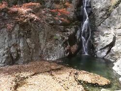 MS Shot of Huibang fall / Yeongju, Gyeongsangbuk-do, South Korea Stock Footage