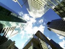 Office buildings in Bryant Park, New York Stock Footage