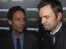 INTERVIEW: Joel McHale & Danny Pudi on what they wanted to come out to celebrate with EW tonight (Footage by WireImage Video/GettyImages) Stock Footage