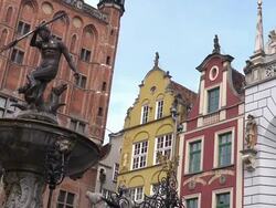 Neptune Fountain, town hall Stock Footage