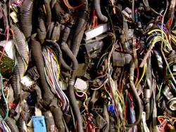 MS POV Shot of rubbish electric wires Stock Footage