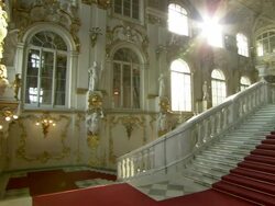 PAN WS Winter Palace staircase / St Petersburg, Russia Stock Footage