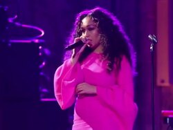 Rebecca Ferguson, Fleur East at Advertising Week Europe: Rebecca Ferguson, Fleur East Stock Footage