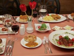 Dinner Table with Kebab Stock Footage