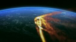 An asteroid impacts Earth in a computer-generated animation. Stock Footage